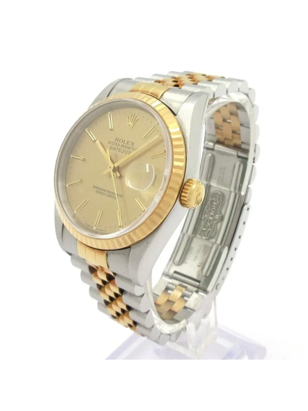 Rolex Watch Datejust 18k Yellow Gold SS Mosaic Dial Jubilee Bracelet Full Frame